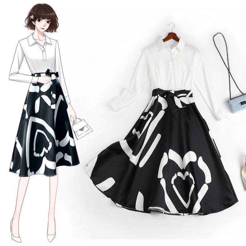 

2021 New Autumn Plus Size 6l Long Collar Labor Light Mature Dress 11160 Lnlu, White