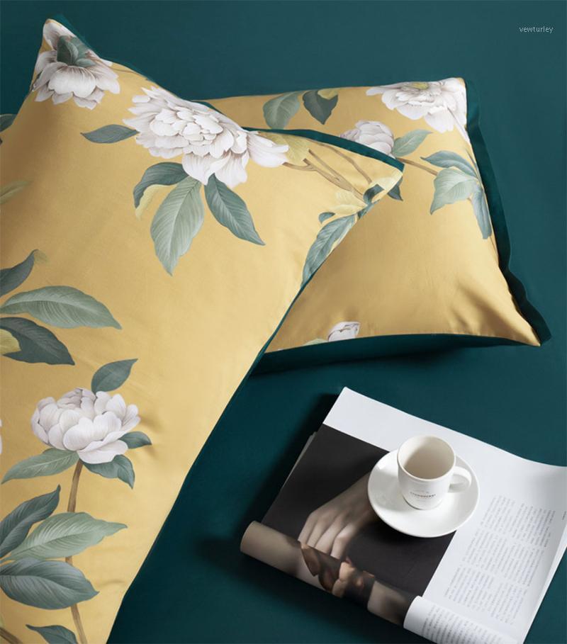 

Vintage pastoral flower bedding set, queen king 60s cotton yellow green double home textile bed sheet pillowcase duvet cover1, Color 02