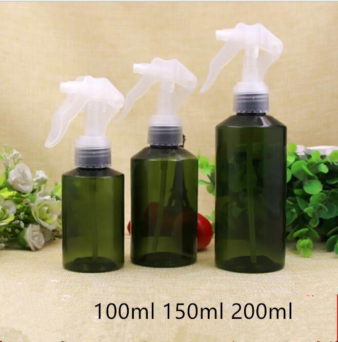 

Free Shipping 100ml 150ml 200ml Empty Green Plastic Spray Packaging Bottle refillable Originales Empty Cosmetic Containers