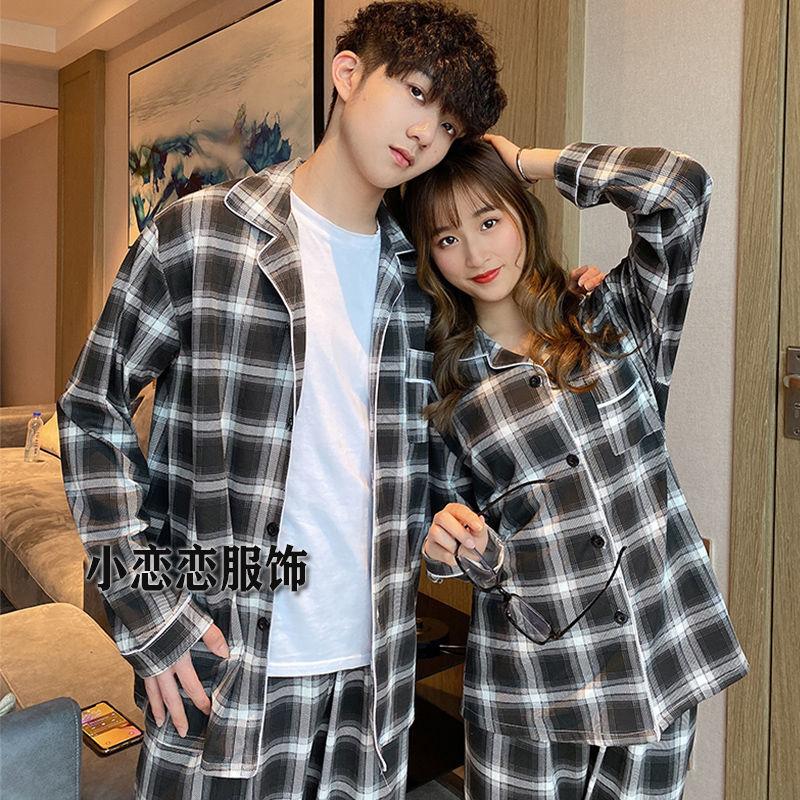 

Couple Pajamas Set Autumn Cardigan Pyjamas Women and Men Pajamas Long Sleeve Sleepwear Men Lounge Pijama Plus Size M-3XL, Style 01