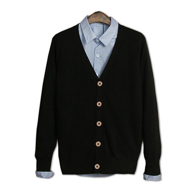 

2021 High quality Spring Autumn Male Knitted Tights Solid Cardigan Color with Cleavage in Nightgown Men's Fine Sweater Z5R2