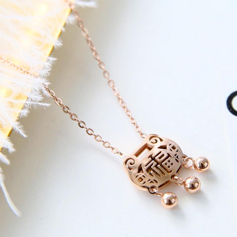 

YUN RUO Rose Gold Color Longevity Lock Pendant Necklace for Woman 316L Stainless Steel Jewelry Never Fade Hot Sell DropShipping