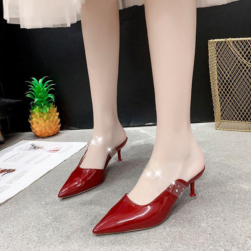 

Summer Woman Shoes Sexy High Heel Women Slippers Fashion Pointed Toe Thin Sandanl Ladies Slides Mules Shoes Zapatos De Mujer, Yellow