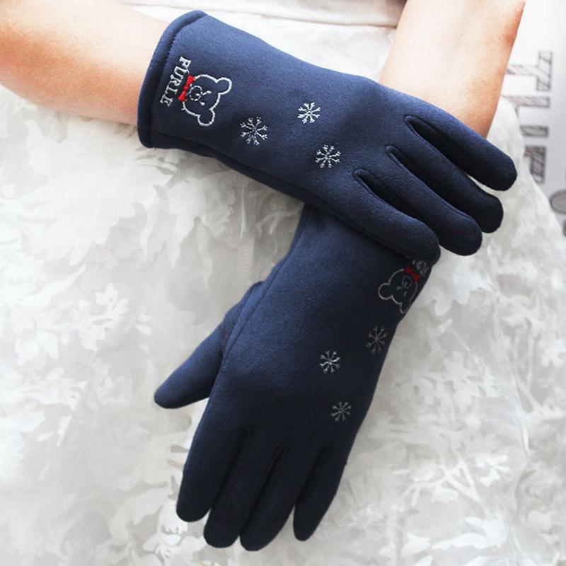 

Five Fingers Gloves Autumn Winter Touch Screen Plus Velvet To Keep Warm, Suede Cute Fashion For Cycling And Driving Thickened Cold Proof D21