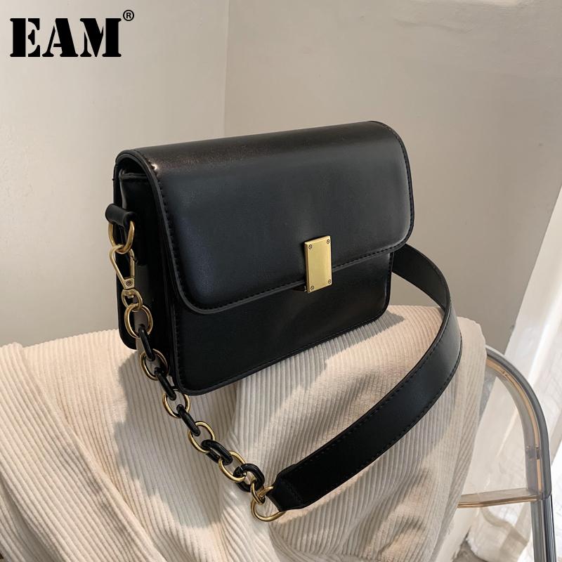 

[EAM] Women New vintage square small PU Leather Flap Personality All-match Crossbody Shoulder Bag Fashion Tide 2021 18A1348, Beige