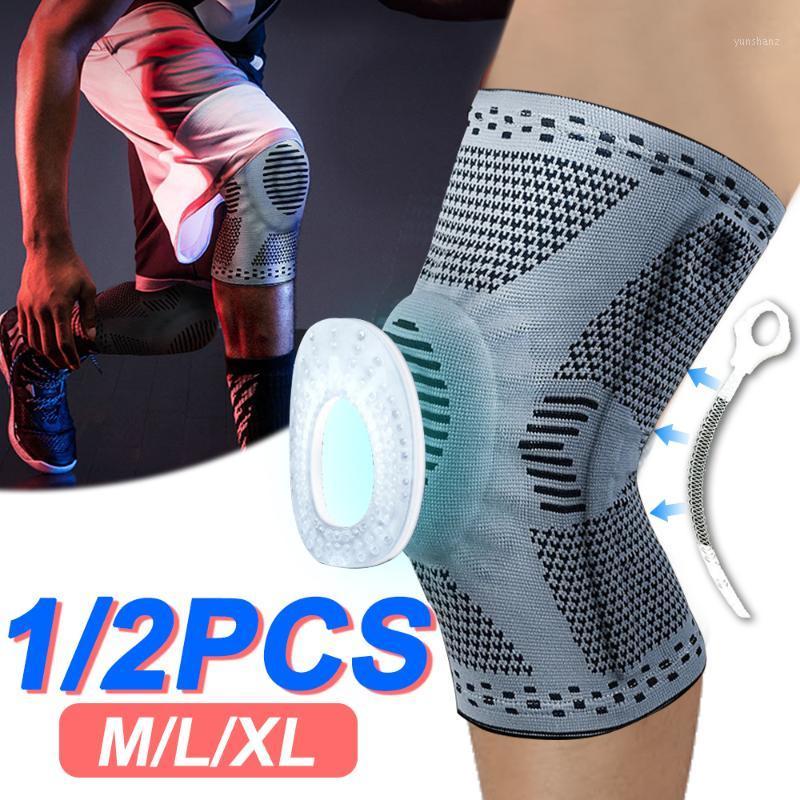 

2Pcs Knee Brace Patella Protector Silicone Spring Knee Pad Basketball Volleyball Compression Sleeve Support Sports Kneepads1, 1pc black