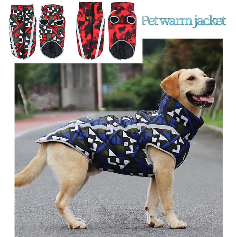 

Pet Clothes Autumn And Winter Thickening Warmth Waterproof Dog Cotton-padded Clothes For Large Dogs Pet Windproof Soft Jackets, Green
