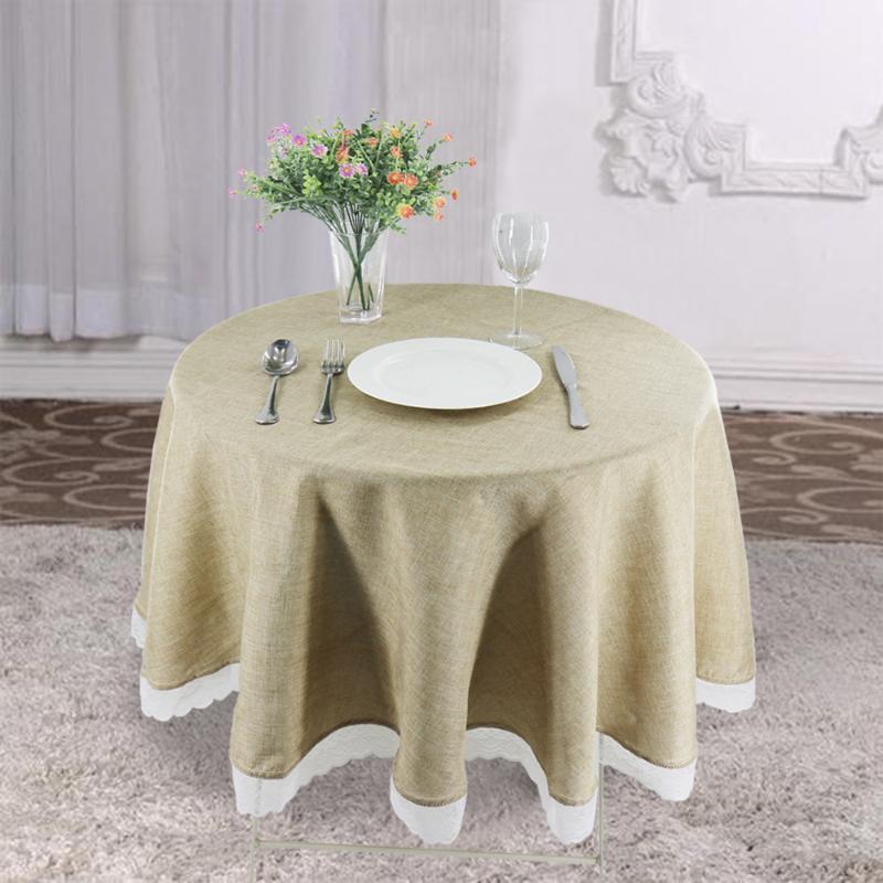 

1pcs Cotton Linen Round Lace Tablecloths Modern Table Cover for Wedding Party Table Decorations Home Decor1, Gray