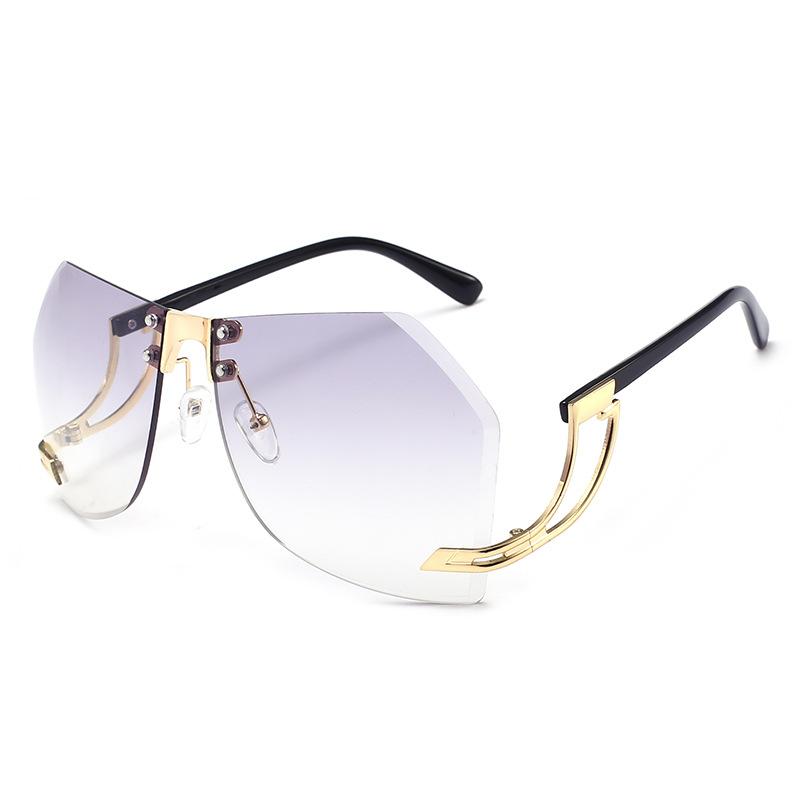 

New Style Sunglasses Ladies Frameless Sunglasses Fashion Crystal Cut Temple Design Luxury UV400