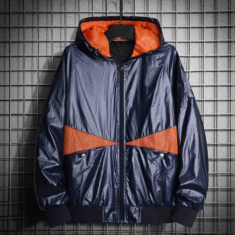 

Men Jacket Fashion New Mens Panelled Jackets High Quality Mens Letter Pattern Jackets Casual Hooded Windbreaker Size M-4XL, White