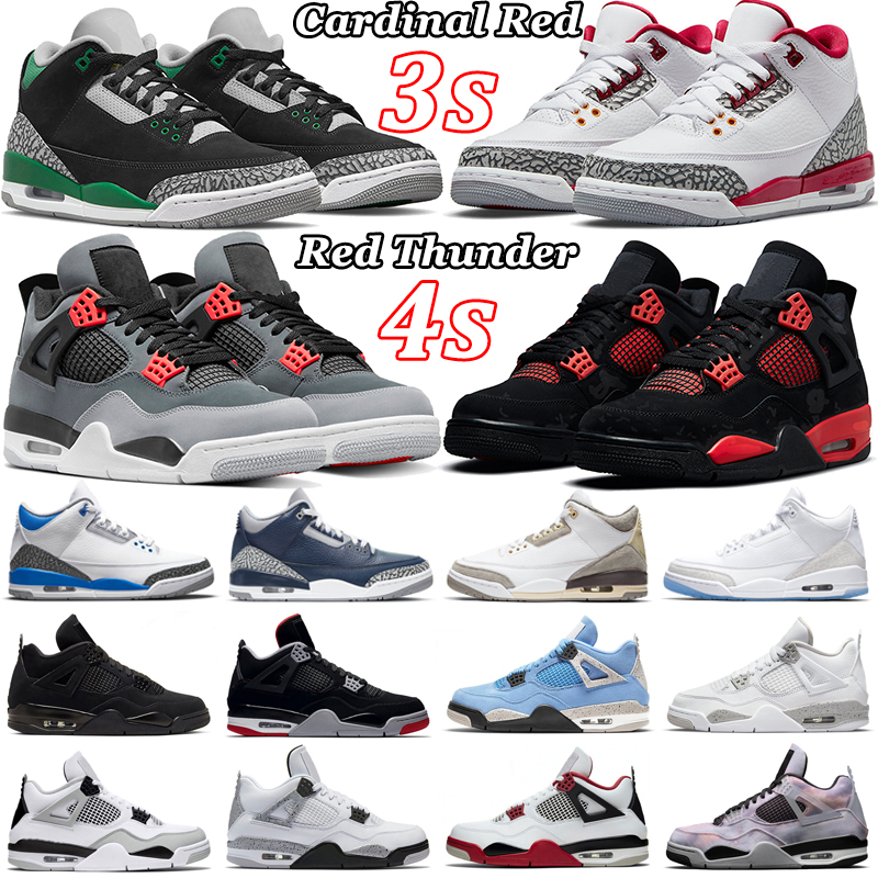 

Jumpman 3 Basketball Shoes 4 Men Women 3s Cardinal Red Thunder Pine Green Black Cat 4s Infrared Cement White Oreo University Blue Mens Trainers Sports Sneakers, #2 white oreo 36-47