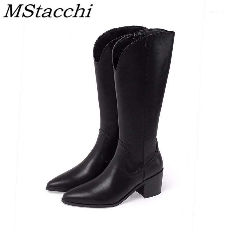 

Mstacchi Botas De Mujer Crude Heel Side Zipper Solid Color Women High Heel Boots 2020 New Fashion Pointed Elegant Female Shoes1, Black