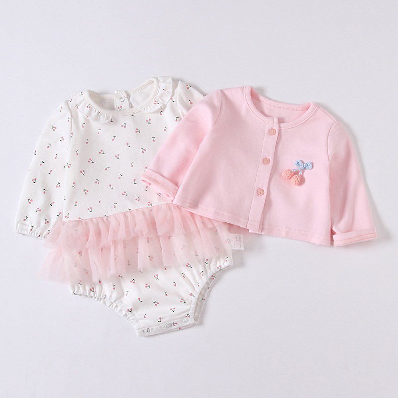 

2021 New Newborn Toddler Infant Girls Lace Bodysuits+coat 2pcs/set Outfits Set Casual Baby Clothes Sets 0-2y Ny5w, Pink
