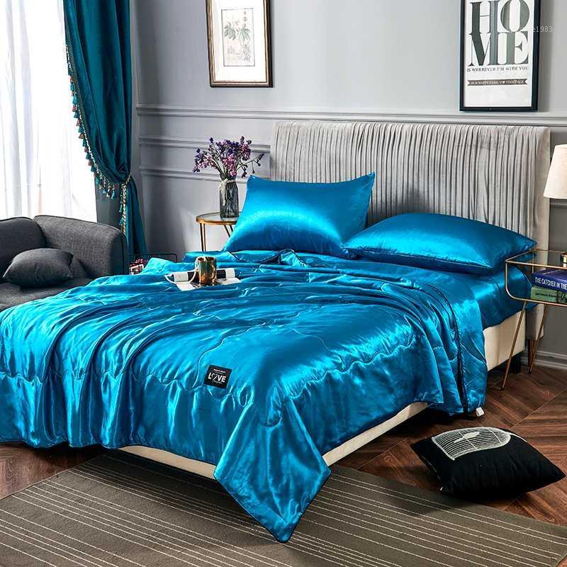

luxury Summer satin silk Comforter Washable Ice soft Silk Blanket 2020 New Quilt Duvet Air Conditioning Comforter Quilt Blanket1, White