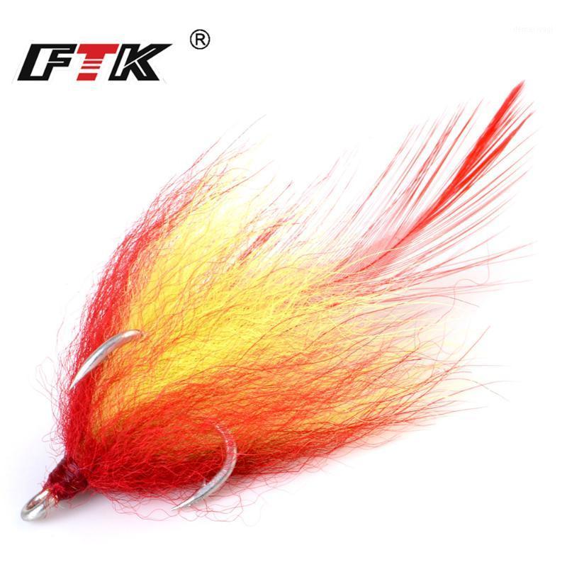 

FTK Fishing Treble Hook Size 1#2#4#6# High Carbon Steel Hook With Colourful Hair Triple With Ribbon Fishing Tackle1