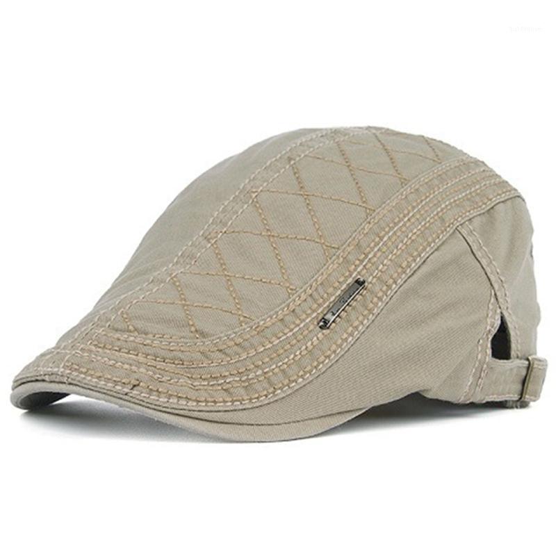 

Men Cotton Grid Embroidery Beret Newsboys Duckbill Cap Gorras Planas Flat Berets Ivy Cabbie Caps Adjustable Vintage Hat1, Bg