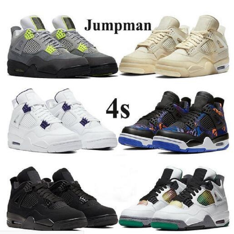 

2020 New Sail Jumpman 4 4s Basketball Shoes Bred Neon Court Purple Orange Metallic Carnival Black Gum Mens Trainers Sports Sneakers Shoe, What the 4s