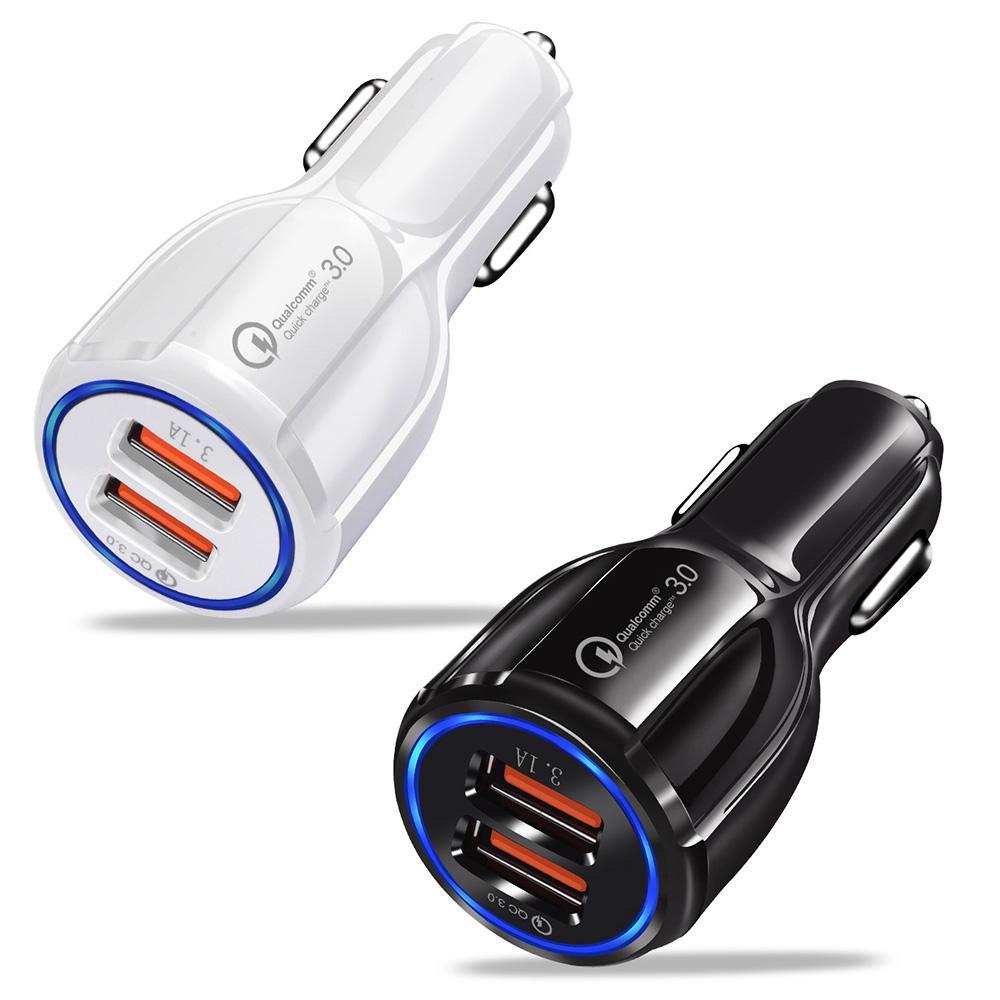 

QC 3.0 Car charger Dual Usb Port High Speed Quick Charging Car chargers 3.1A Adapter for x xs 11 12 pro max samsung s8 s10 htc android phone
