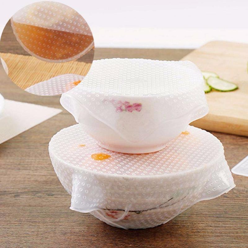 

4pcs/Lot Cover Fresh Keeping Wrap Bowl Lid Cover Reusable Silicone Vacuum Seal Wrap Stretch Kitchen Mat Suction Cup1