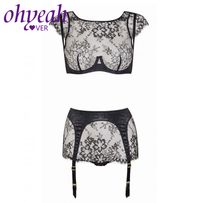 Ohyeahlover Sexy Bra Panty Sous Vetement Femme Erotic Lingerie RM80312 Sexy Ropa Interior Plus Size White Lace Halter Bra Set LJ201031