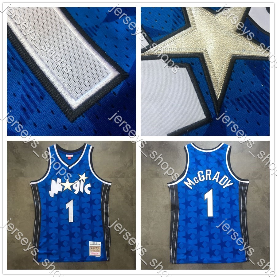 

Mens Retro Orlando Magic Jerseys Dark Blue Star Tracy McGrady Mitchell&Ness 2000/01 Stitched Hardwoods Classics Swingman Jerseys, Black;red