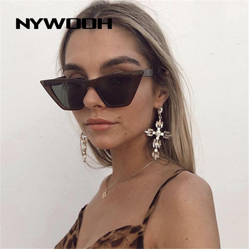 

Sunglasses NYWOOH Retro For Women Vintage Cat Eye Sun Glasses Gradient Triangle Eyeglasses UV400 Design