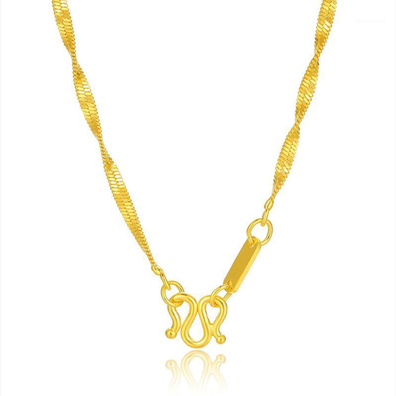 

Genuine 18K Yellow Gold Necklace For Women Water Wave Chain 18 inches 45cm Male Necklace Wedding Birthday Fine Jewelry Gifts1