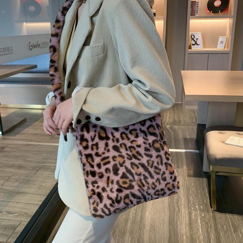 

Fashion Leopard Print Crossbody Bags Women Plush Soft Casual Shoulder Messenger Bags 2021 Fluffy Female Handbag, Color9