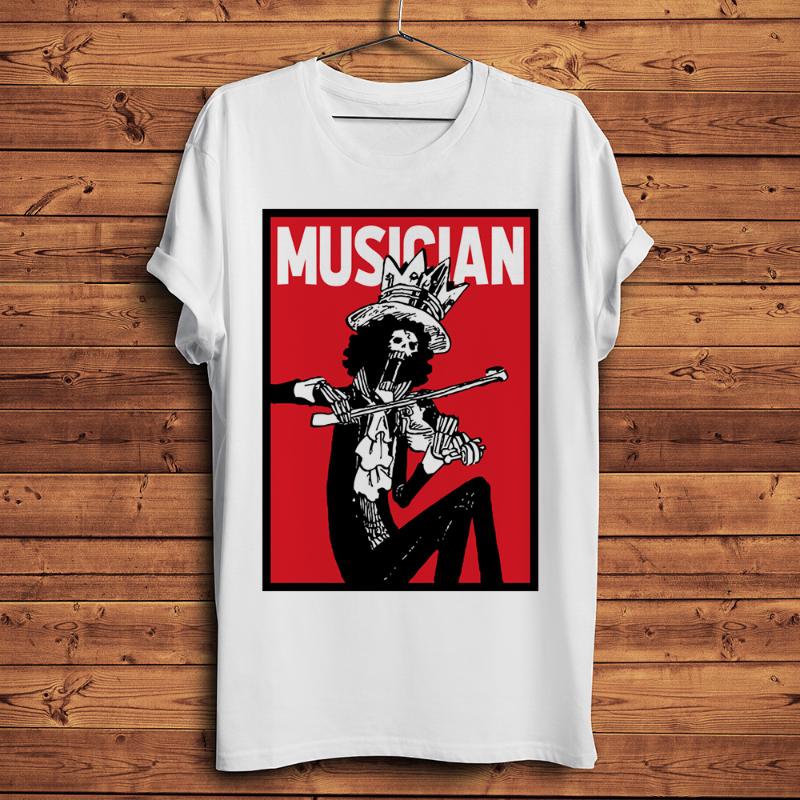 

Men's T-Shirts Musician Brook Burukku Funny Anime T Shirt Men White Short Sleeve Homme Casual Tshirt Unisex ONE PIECE ACGN Streetwear Tee, White;black