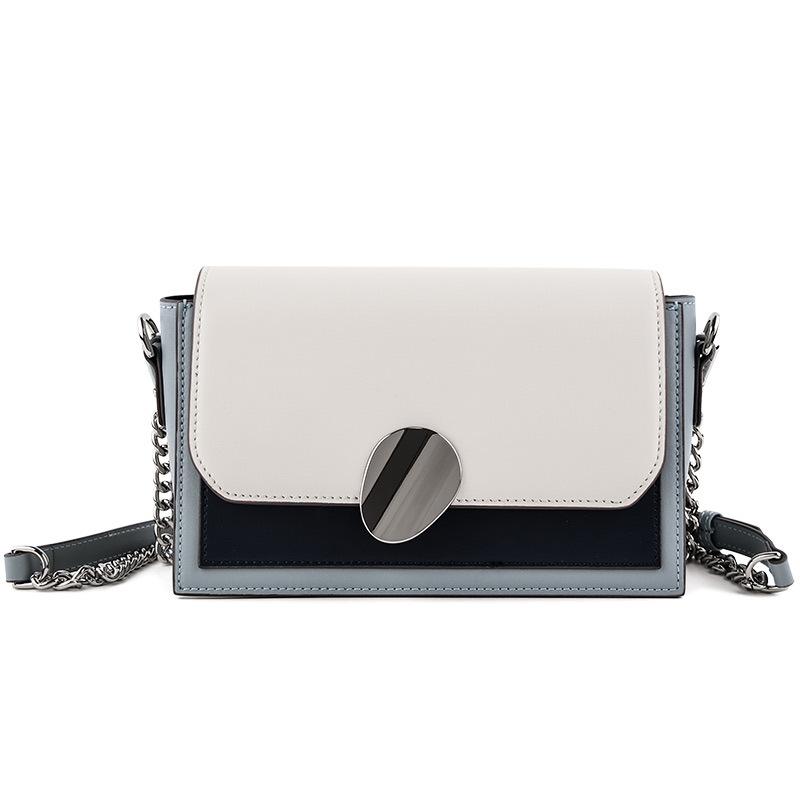 

Genuine Leather Mini Bag for Women 2021 Hit Color Diagonal Bag Wild Organ Small Square Purses and Handbags Shoulder Bags, Blue