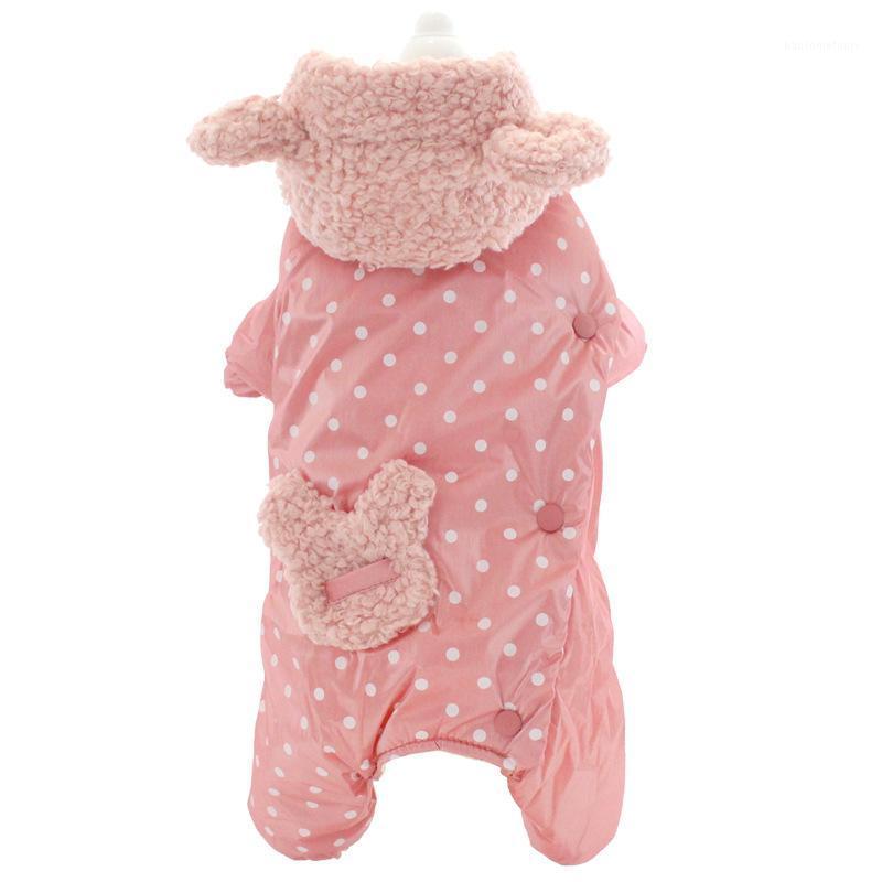 

Pink Blue Colors Small Dots Printing Super Warm and Comfortable Dog Clothes Autumn and Winter Four-Legged Down Jacket for Dogs1