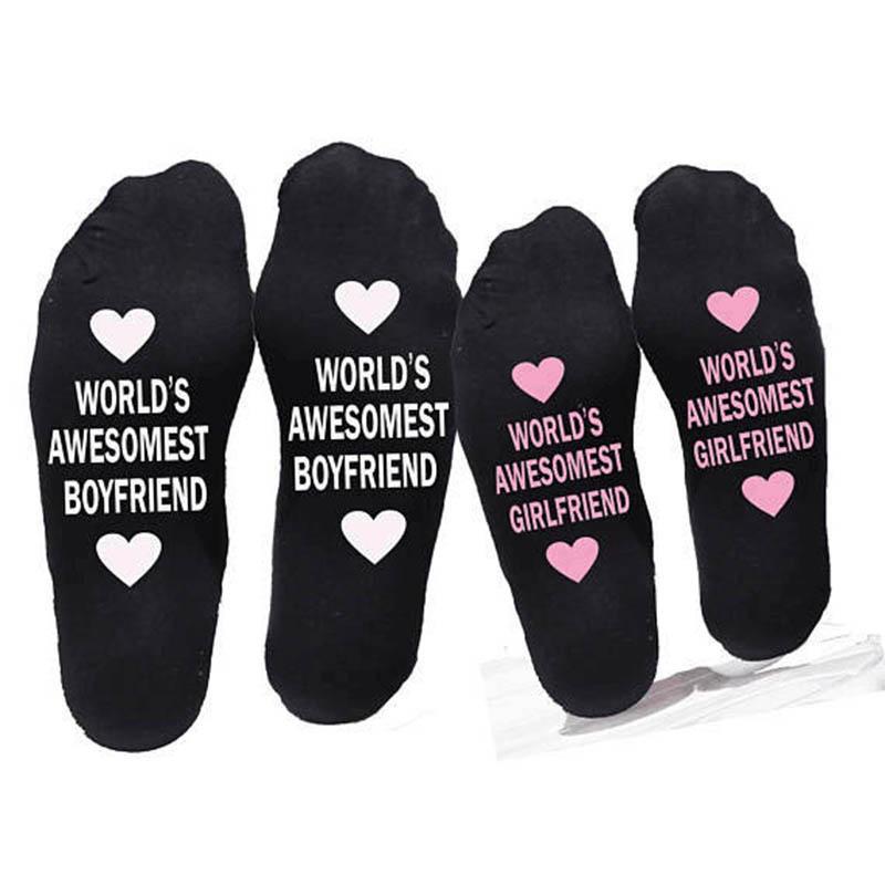 

Unisex Men Women Cotton Socks Print Letter Funny Socks For Boyfriend/Girlfriend Valentine's Day Gift, Gray boy