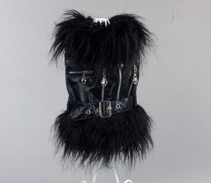 

Dog Pet PU Leather Warm Dress Coat Jacket Belt&Zipper Design Cat Puppy Hoodie Winter Clothes Apparel, White