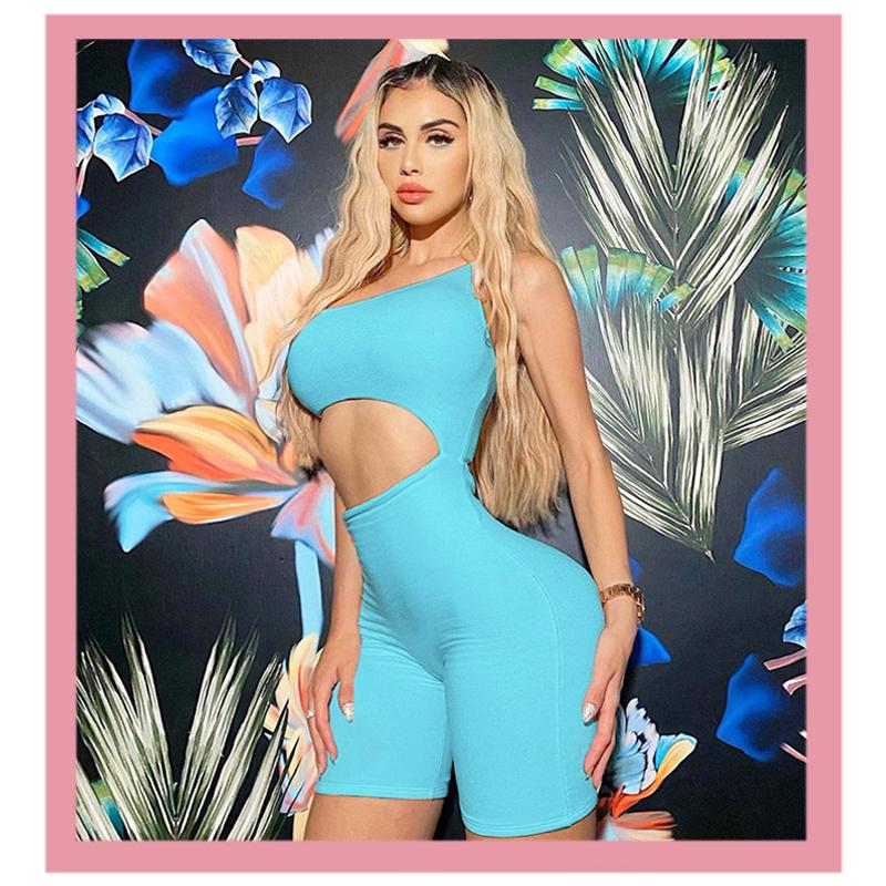 

Women Jumpsuit Off Shoulder Romper Sexy Solid Sweatpants Bodysuit Fitness Sports Playsuit Clothes 2020 Fashion Hollow Out Summer, Black