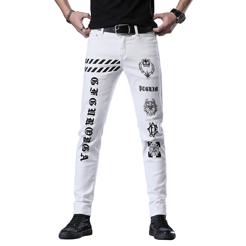 

2021 New Male Thin White Pants Men Cotton Straining Hip Spring Summer VLU6