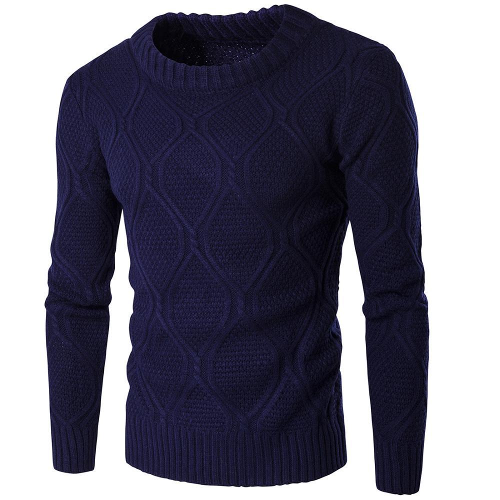 

2021 New Men's Sweater Knit Long Solid Color Regular Sweaters for Man Q14e, Blue