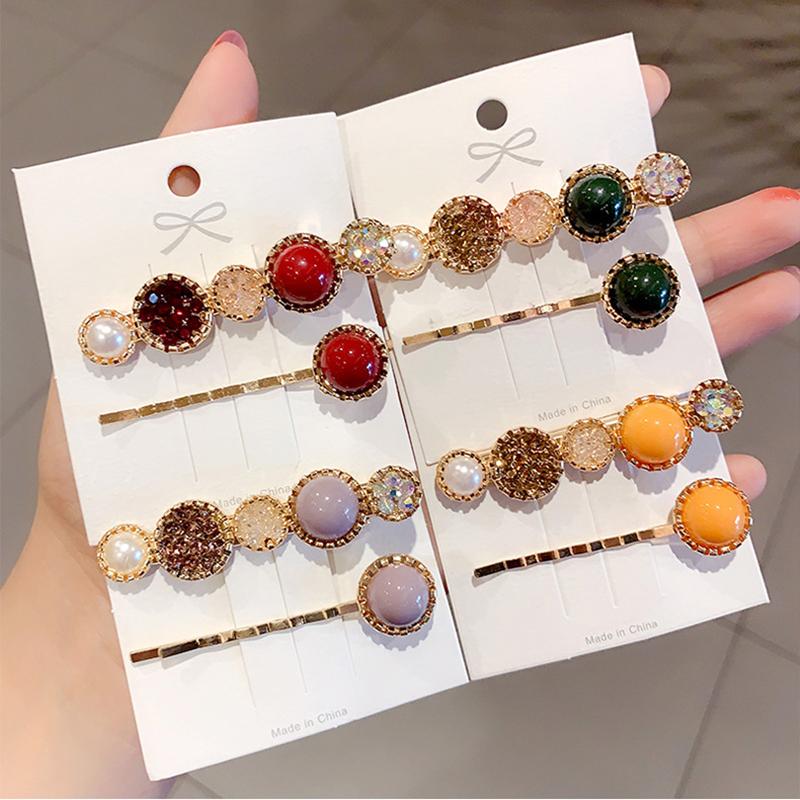 

2pcs/set Korean Sweet Pearl Crystal Hair Clip Simple Delicate Bead Hair Barrettes For Women Girls Pins Side Clip Wholesale