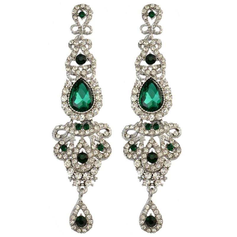 

Charm Metal Blue Crystal Rhinestone Flower Teardrop Earrings For Wedding Women Bridal Super Long Dangle Earings Female Jewelry