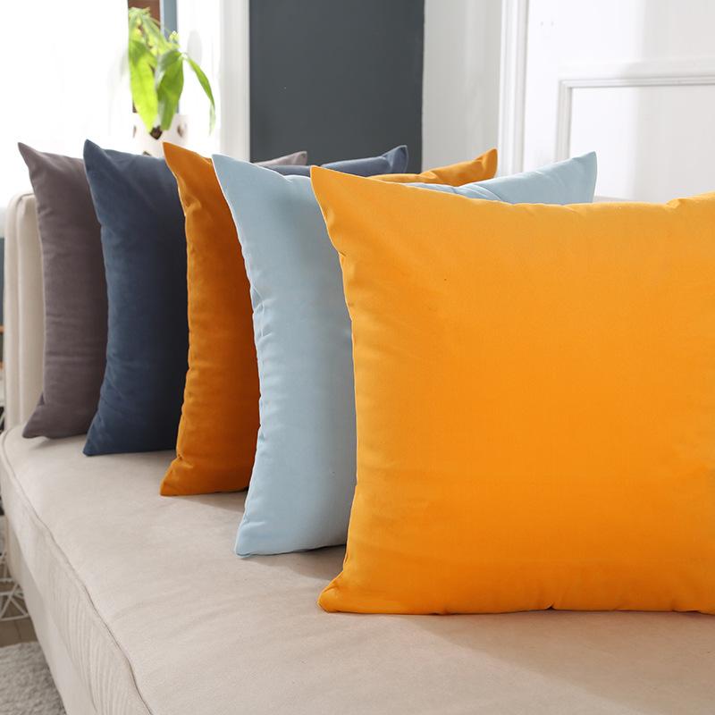 

6 colors Solid color INS velvet soft Cushion Cover Car Sofa Bed Bedroom Decorative Cushion Filling Home hotel Pillowcase, 04