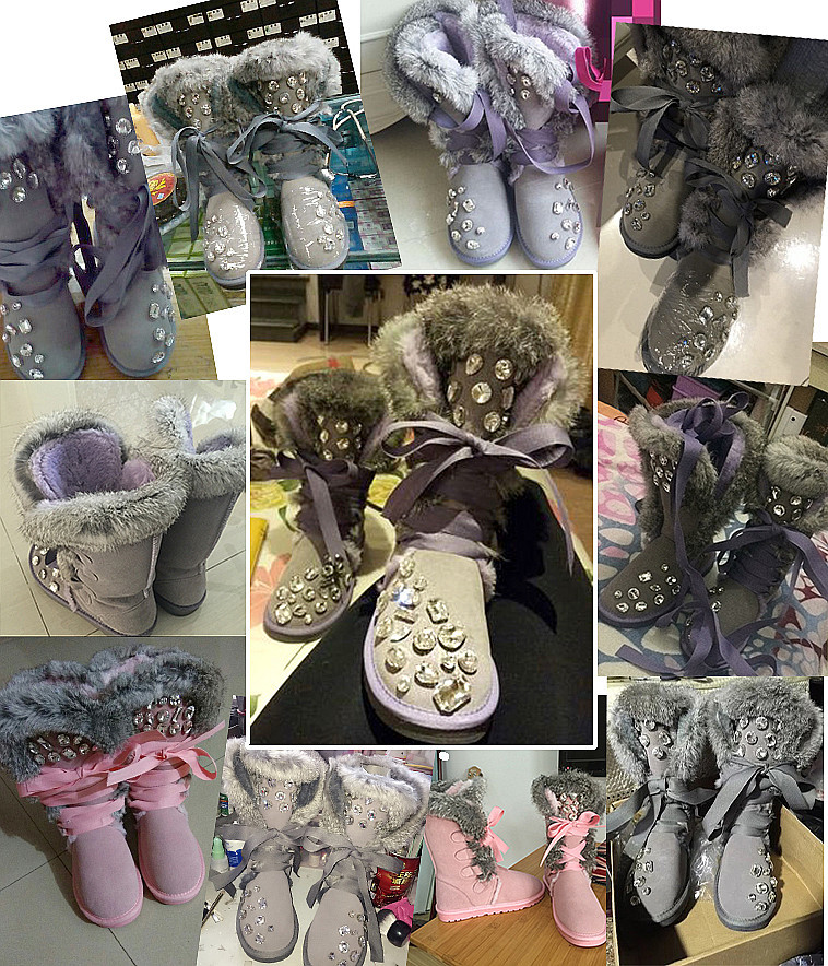 

2020 Knee-ling New High Fox Skin a Creative Hand Snow Boots Luxury Diamond Cotton Size Shoes J6ex