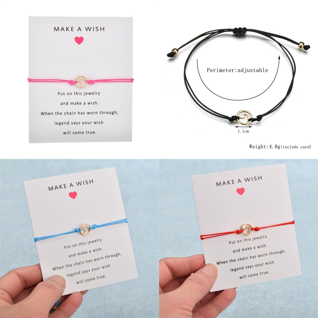 

Sea Wave Circular Charm Bracelet Make a Wish Card Alloy Chain Plated Gold Braided Simplicity Jewelry Gift Bracelet New Arrival 1 5tk G2B