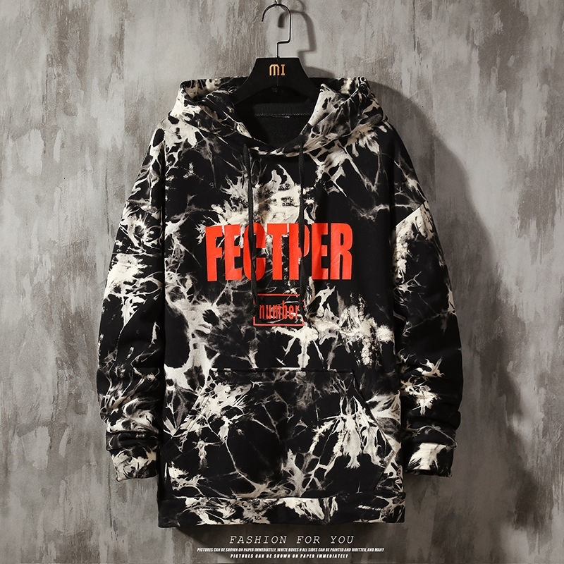 

New Men's Letter Printed Hoodie 2021 Fashion Man Hooded Sweatshirts Korean Streetwear Male Clothing Harajuku Tops 8mwn, Orange