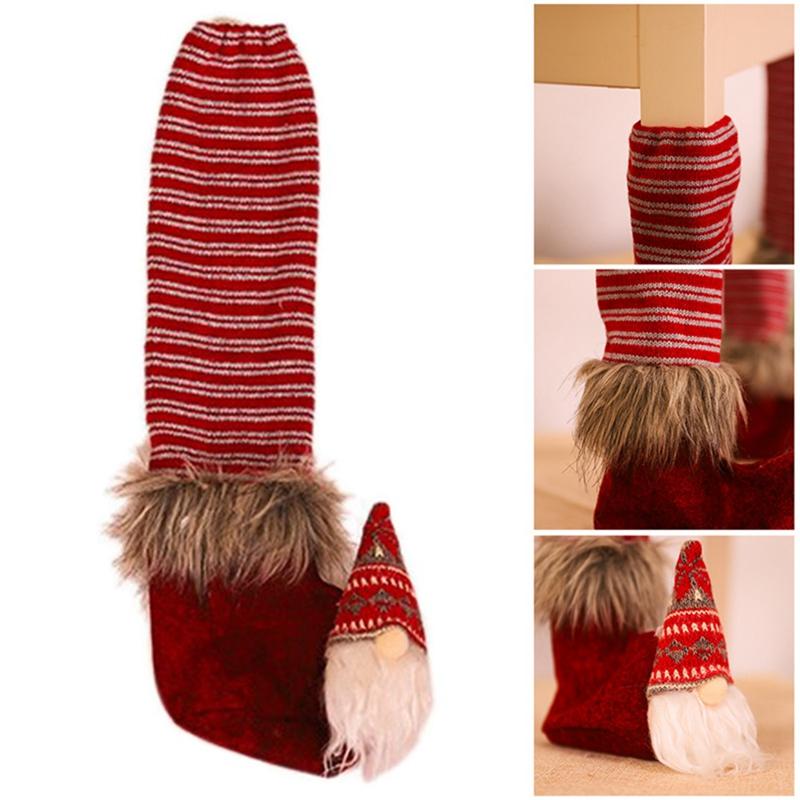 

Forest Man Christmas Chair Leg Feet Cover Linen Table Foot Non-slip Protector Chair Socks Sleeve Xmas Decoration