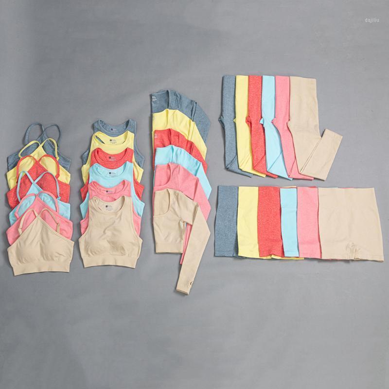 

6 Colors Seamless Yoga Set Sport Outfit for Women Workout Clothes Gym Set Tracksuit Sportswear Women' Home Clothes Single Buy1, Yellow bra