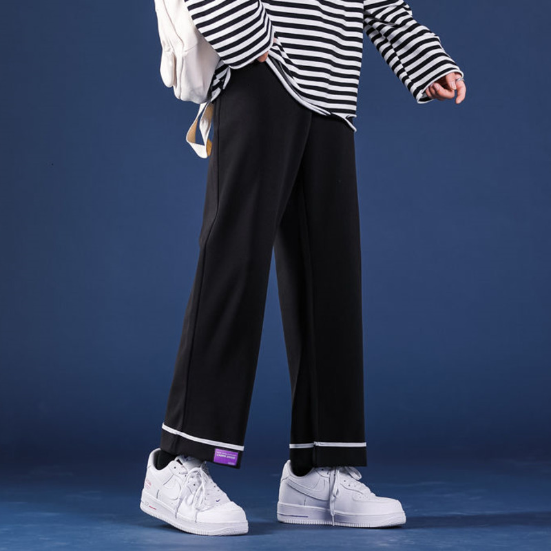 

Men's Trousers 2021 Autumn Thin New Winter Straight Pants Young Clothes FPI7, Black