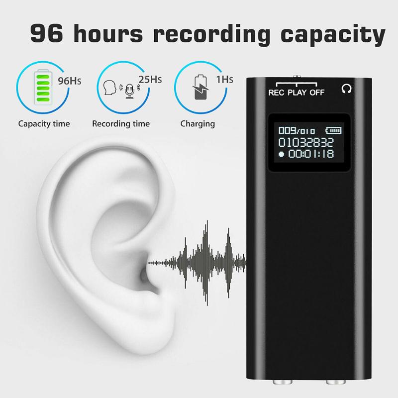 

Mini For Meeting Lectures Sound Dictaphone Voice Activated With Back Clip Office OLED Digital Audio Recorder Pen Rechargeable
