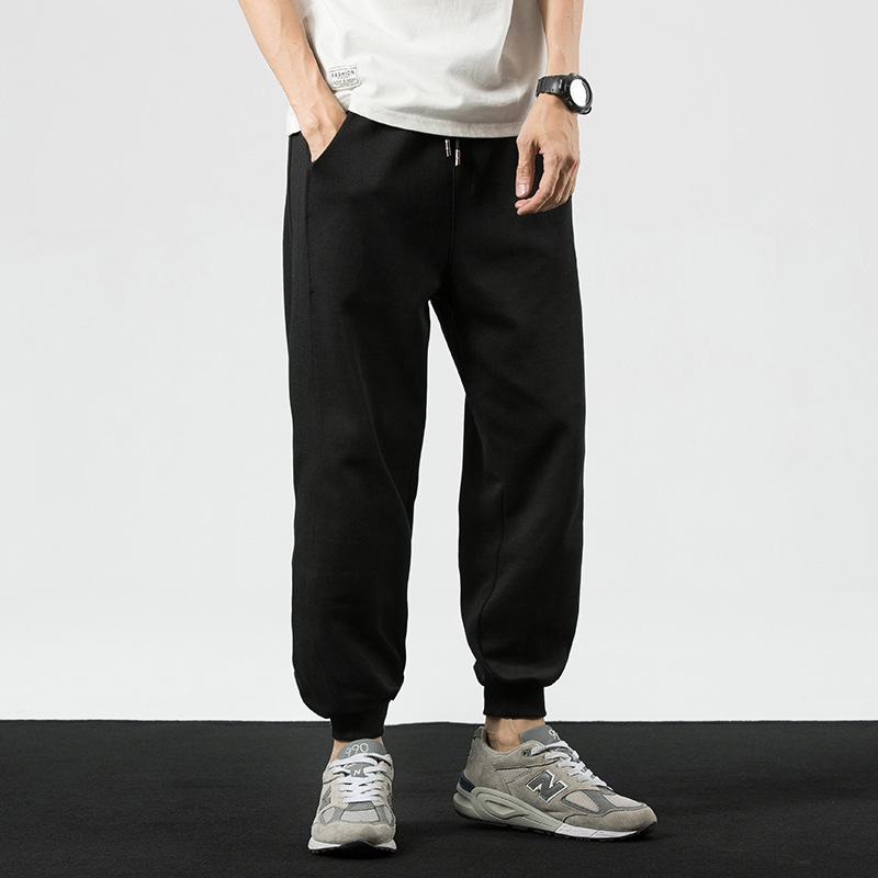 

Sweatpants men's tie-foot casual trousers men's autumn wide-leg pants guard pants knitted loose large size gray Harlan