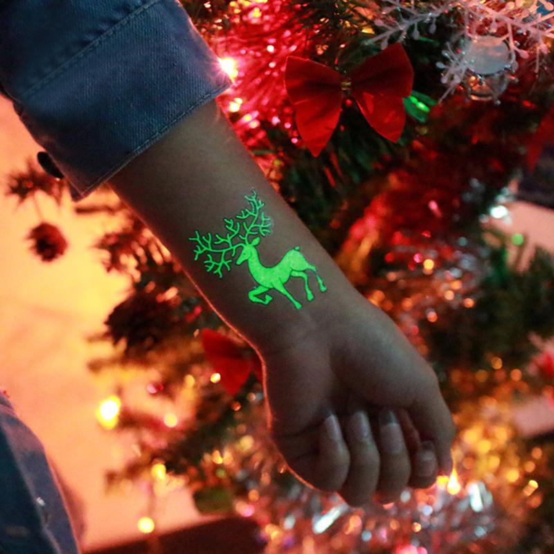

1Pc Party Decoration Luminous Temporary Tattoo Stickers Christmas Carnival Party New Year Decor Christmas Decorations