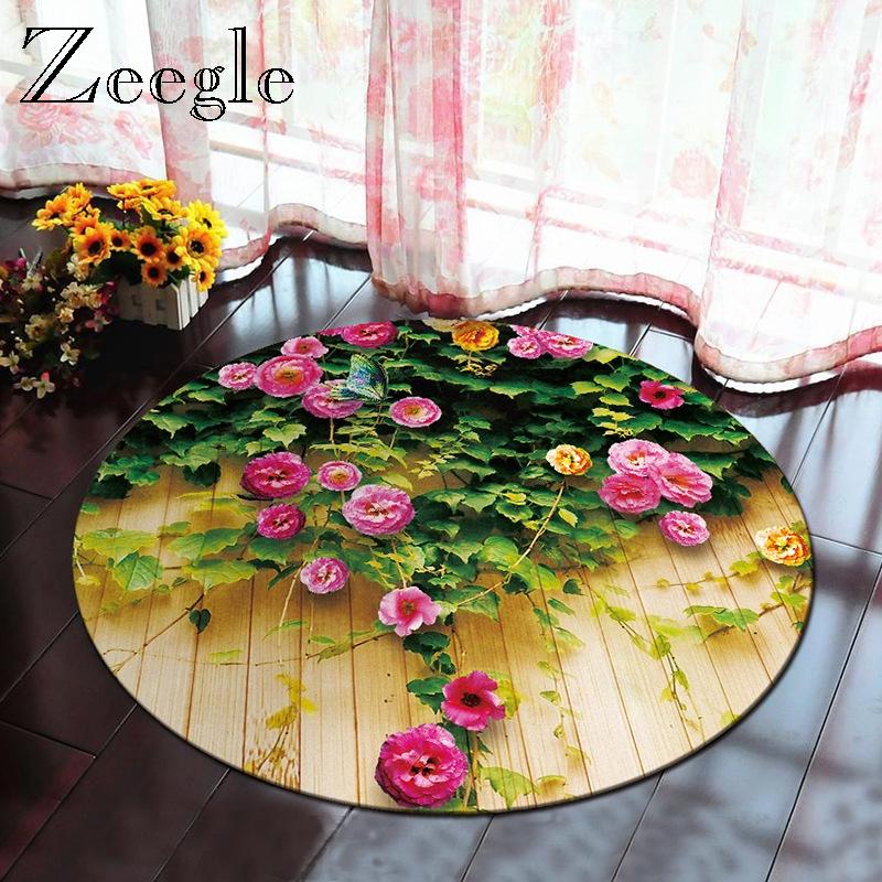 

Zeegle 3D Round Carpet Anti-slip Living Room Rug Kids Bedroom Carpet Yoga Mat Floor Doormat Washable Computer Chair Floor Rug, Axh