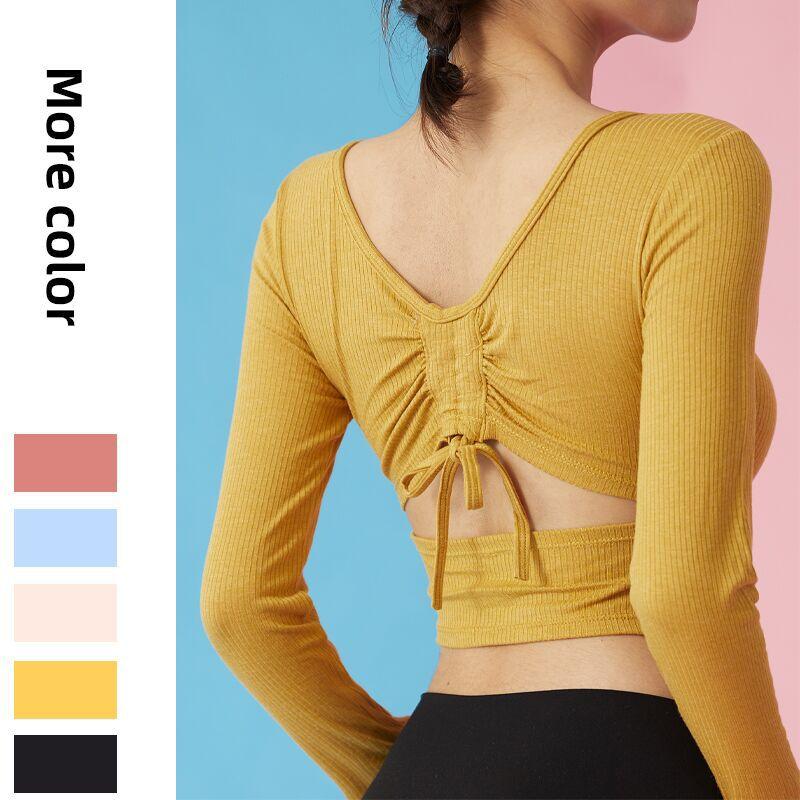 

2020 Women' Top Workout Clothes Drawstring Running Sportswear Women' Quick-Drying Top Sweat-Wicking Yoga Clothes